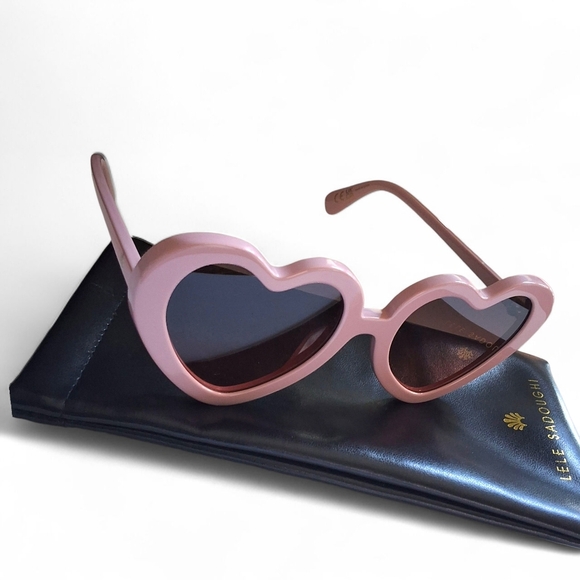 Lele Sadoughi Heart Sunglasses Pink Blush Oversized Gradient Lenses NWOT - Picture 15 of 16